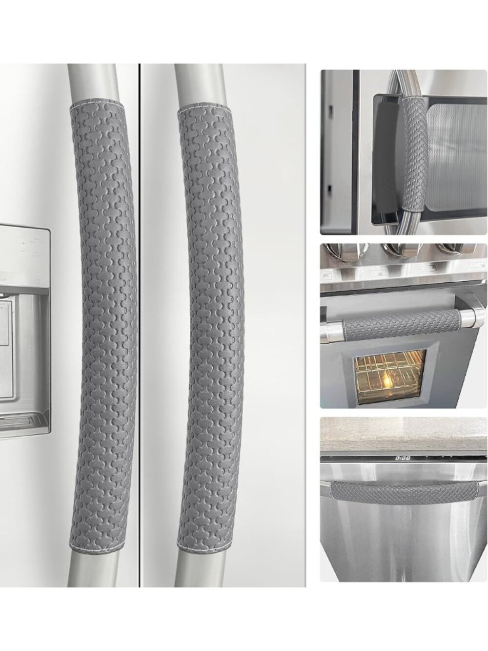 Non-Slip Refrigerator Door Handle Covers, 5 PCS, Kitchen Cleaners, Dark Gray